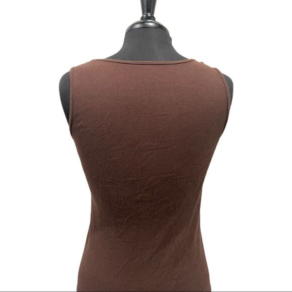 𝅺michael Michael Kors Brown Ribbed Sequin Tank Top Sz M - Picture 8 of 13